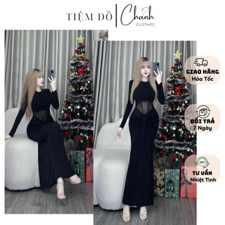 Đầm body nhúng phối ren eo dáng dài đuôi cá dự tiệc sang chảnh