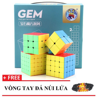 Rubik GEM 2x2 3x3 4x4 5x5 Xoay trơn mượt, bẻ góc tốt (Xanh) - Hộp Rubik GEM