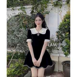 ĐẦM NHUNG CỔ SƠ MI HOT TREND MẶC ĐI CHƠI, DỰ TIỆC ĐỀU XINH