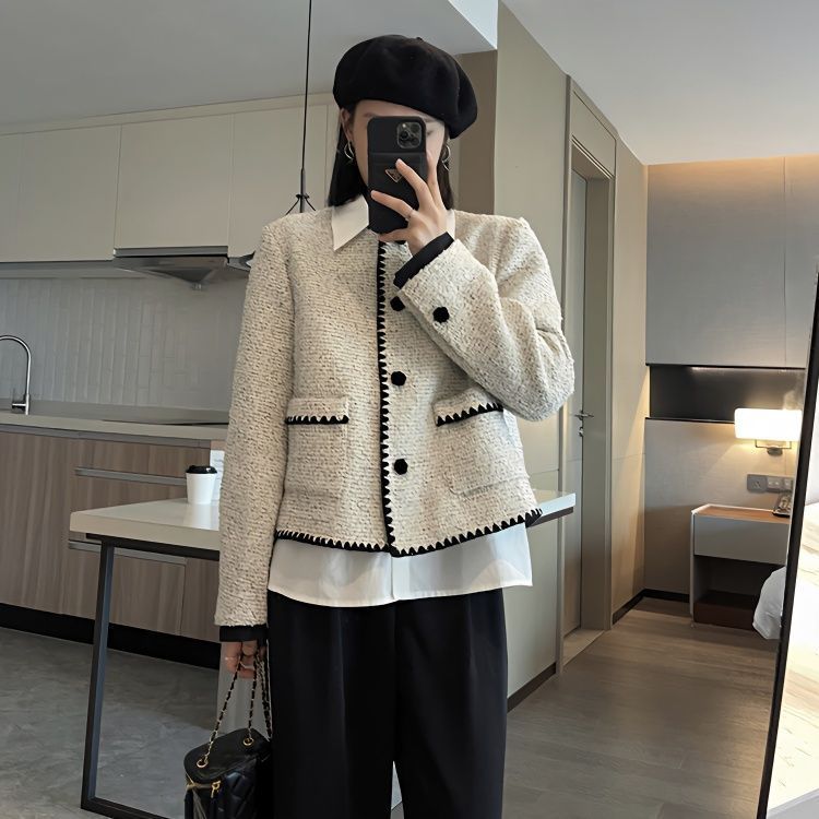 Áo Khoác Blazer Dáng Ngắn Cá Tính Cho Nữ Dài Tay Công Sở Thanh Lịch - Vest Dạ Màu Xám Sang Chảnh AO121