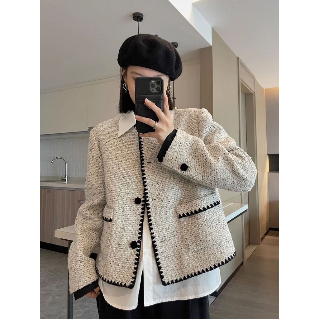 Áo Khoác Blazer Dáng Ngắn Cá Tính Cho Nữ Dài Tay Công Sở Thanh Lịch - Vest Dạ Màu Xám Sang Chảnh AO121