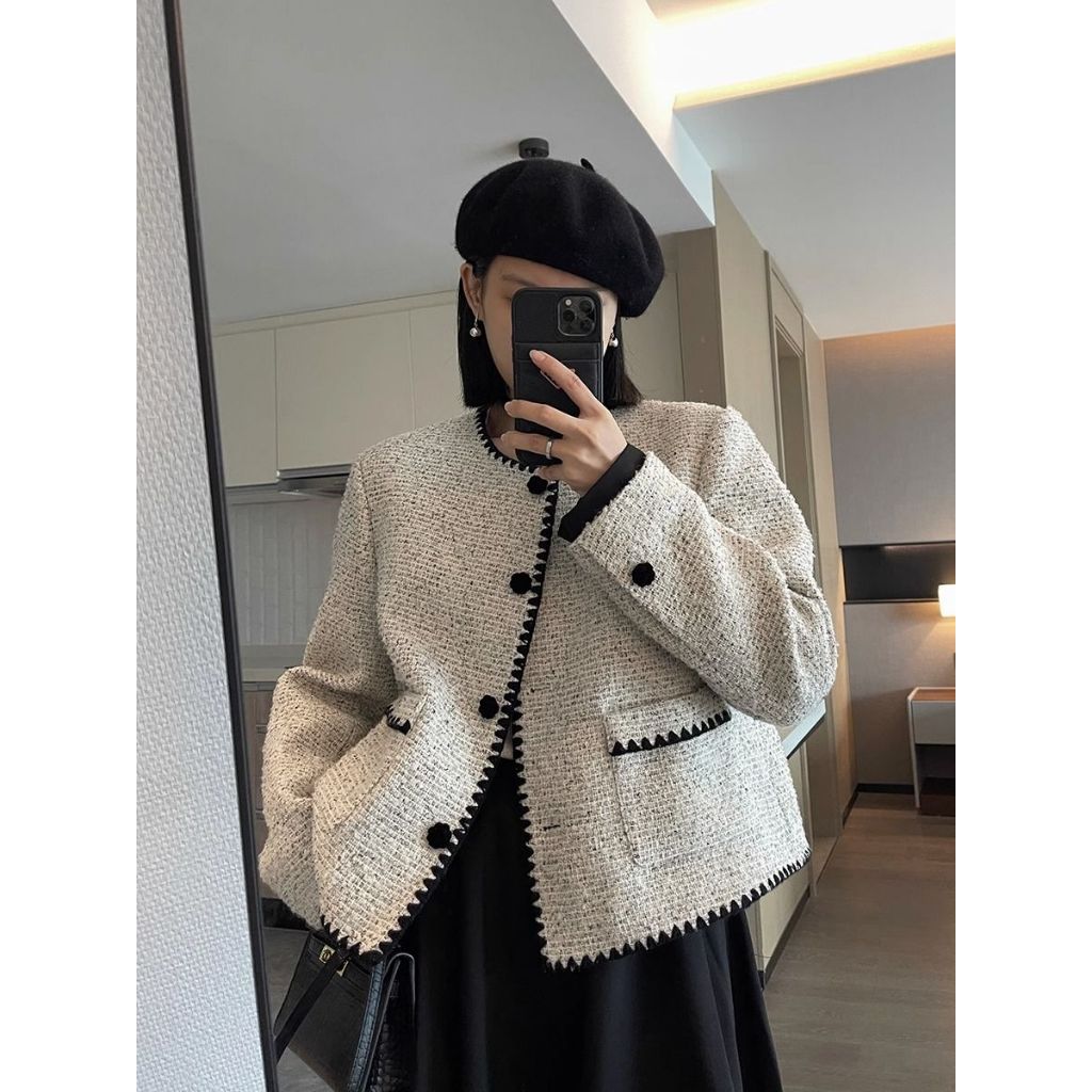 Áo Khoác Blazer Dáng Ngắn Cá Tính Cho Nữ Dài Tay Công Sở Thanh Lịch - Vest Dạ Màu Xám Sang Chảnh AO121