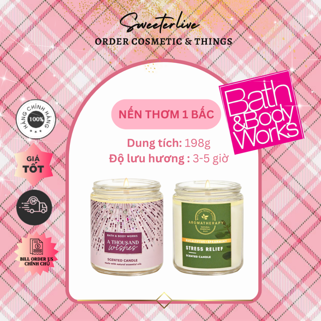 Nến thơm 1 Bấc Bath and Body Works - 198g