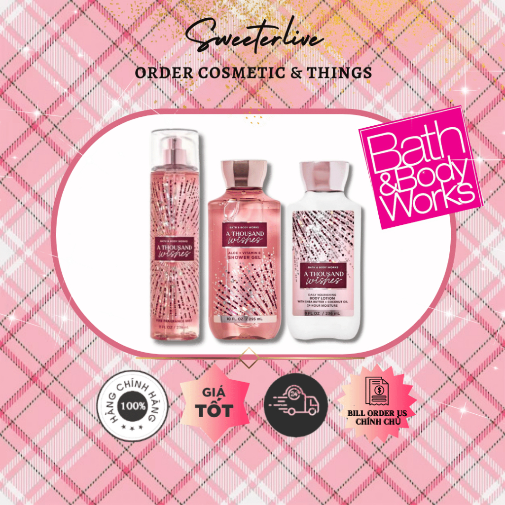 A THOUSAND WISHES (Bill US) - Bộ Xịt thơm toàn thân BATH & BODY WORKS