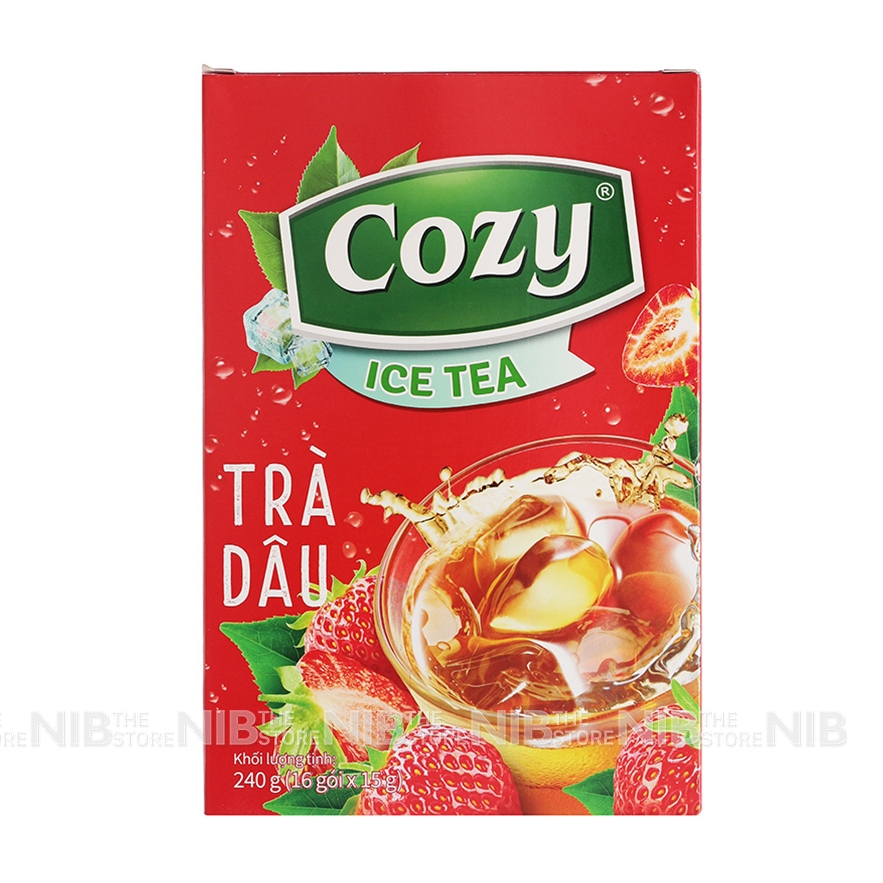 Trà Cozy hòa tan Dâu hộp 16 gói x 15g