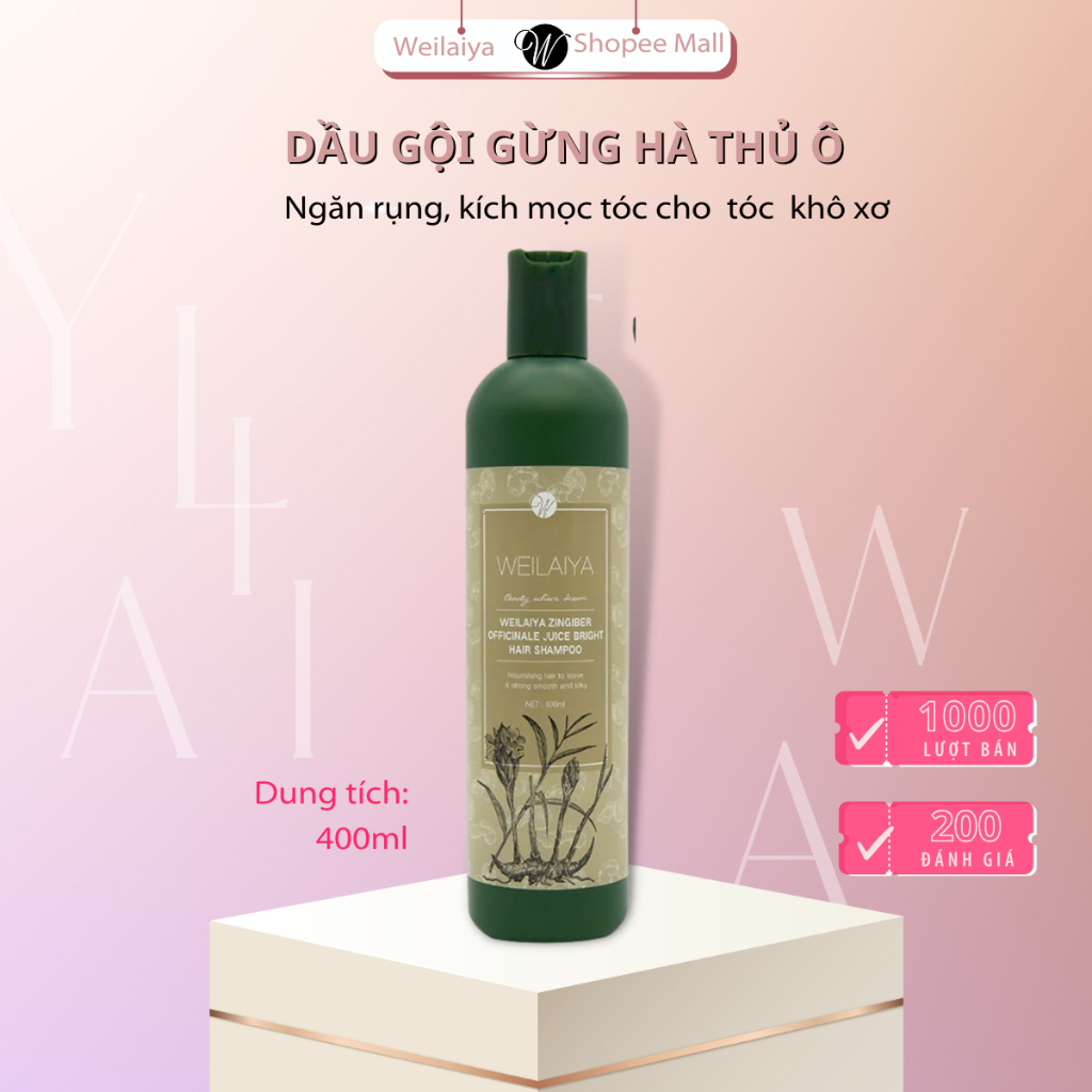 Dầu gội gừng hà thủ ô Weilaiya giảm rụng, kích mọc tóc hiệu quả cho tóc khô xơ, 400ml