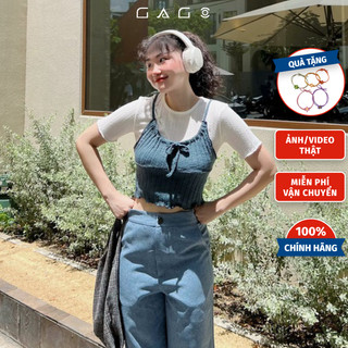 Áo croptop 2 dây thun rút kiểu dáng thời trang Hàn Quốc nhiều màu GAGO GA4120