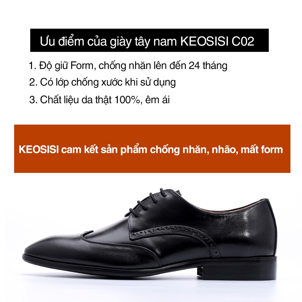 Giày Tây Nam Oxford OF05 đế phíp hàng hiệu công sở da bò Hộp đựng sang trọng KEOSISI Bảo hành 12 tháng
