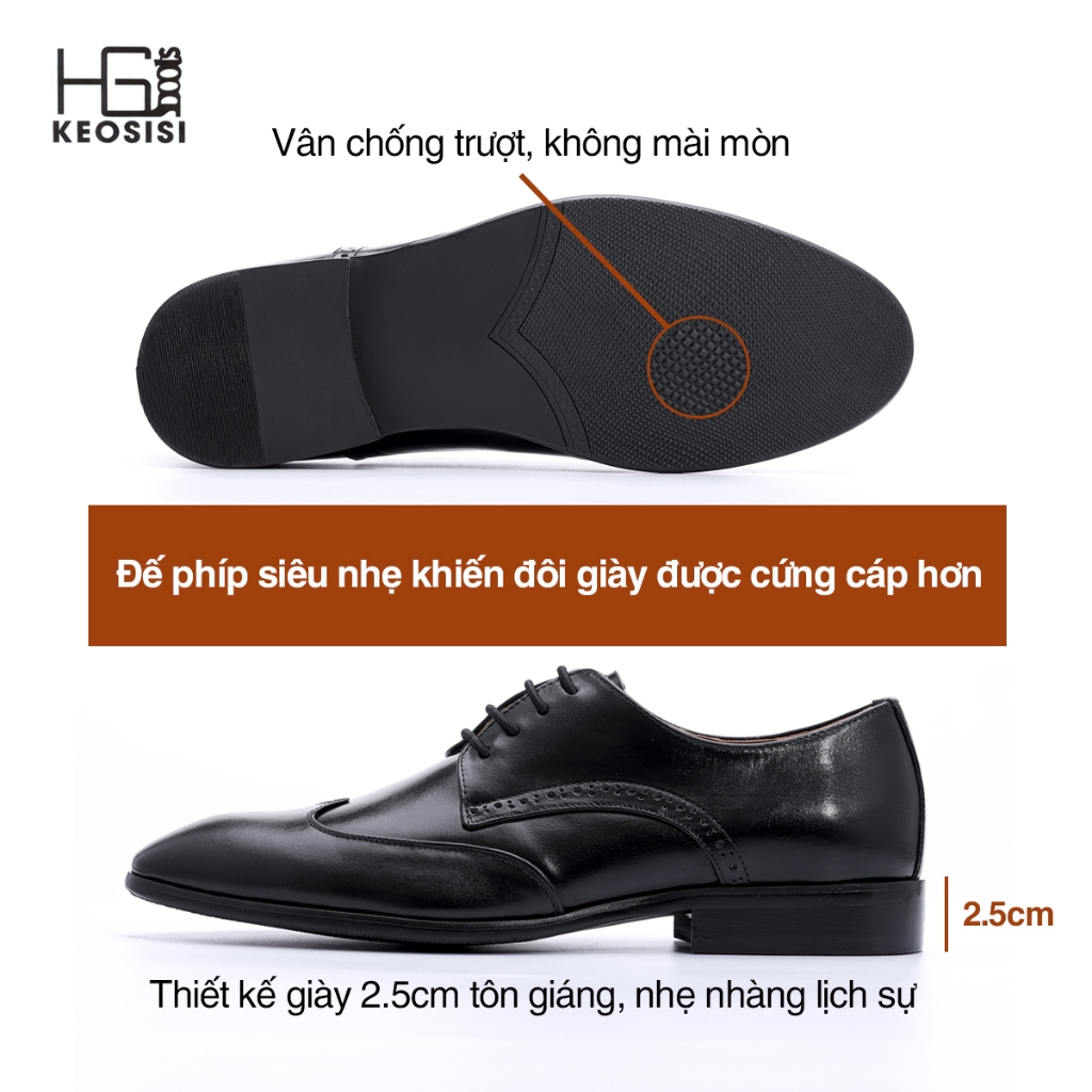 Giày Tây Nam Oxford OF05 đế phíp hàng hiệu công sở da bò Hộp đựng sang trọng KEOSISI Bảo hành 12 tháng
