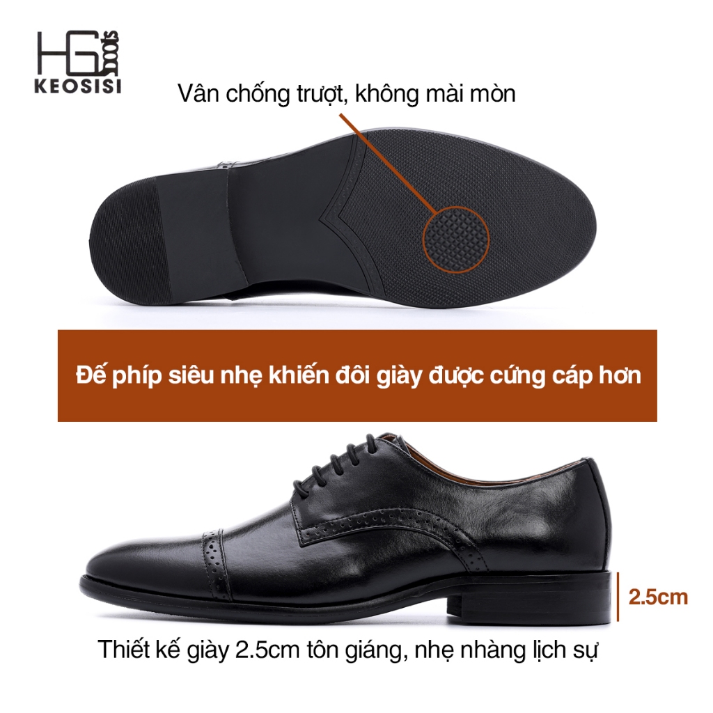 Giày da nam cao cấp Oxford OF04 da bò thật đế phíp dáng công sở hàng hiệu Hộp sang trọng KEOSISI Bảo hành 12 tháng