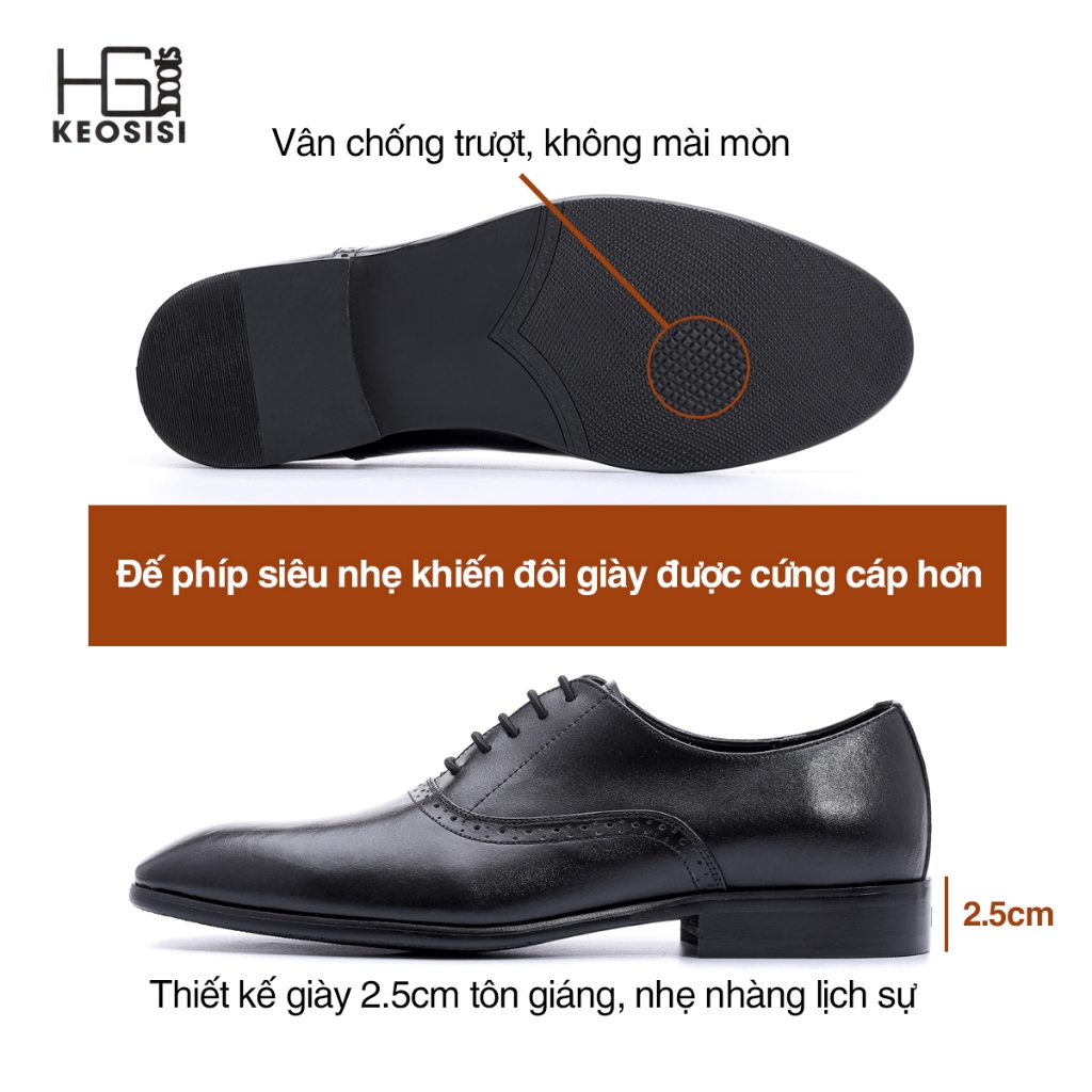 Giày Da Nam Công Sở Dáng OxFord OF06 đế phíp da bò thật cao cấp Hộp đựng sang trọng KEOSISI Bảo hành 12 tháng