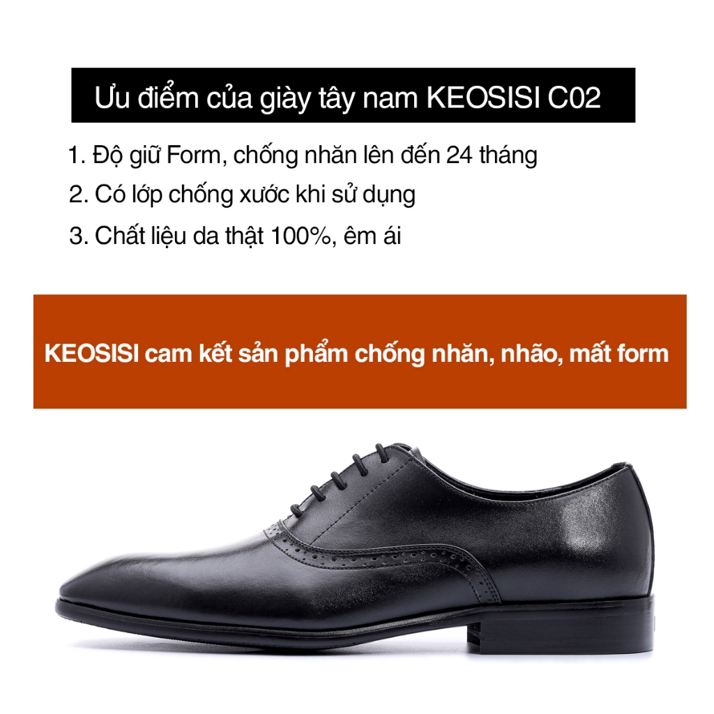 Giày Da Nam Công Sở Dáng OxFord OF06 đế phíp da bò thật cao cấp Hộp đựng sang trọng KEOSISI Bảo hành 12 tháng