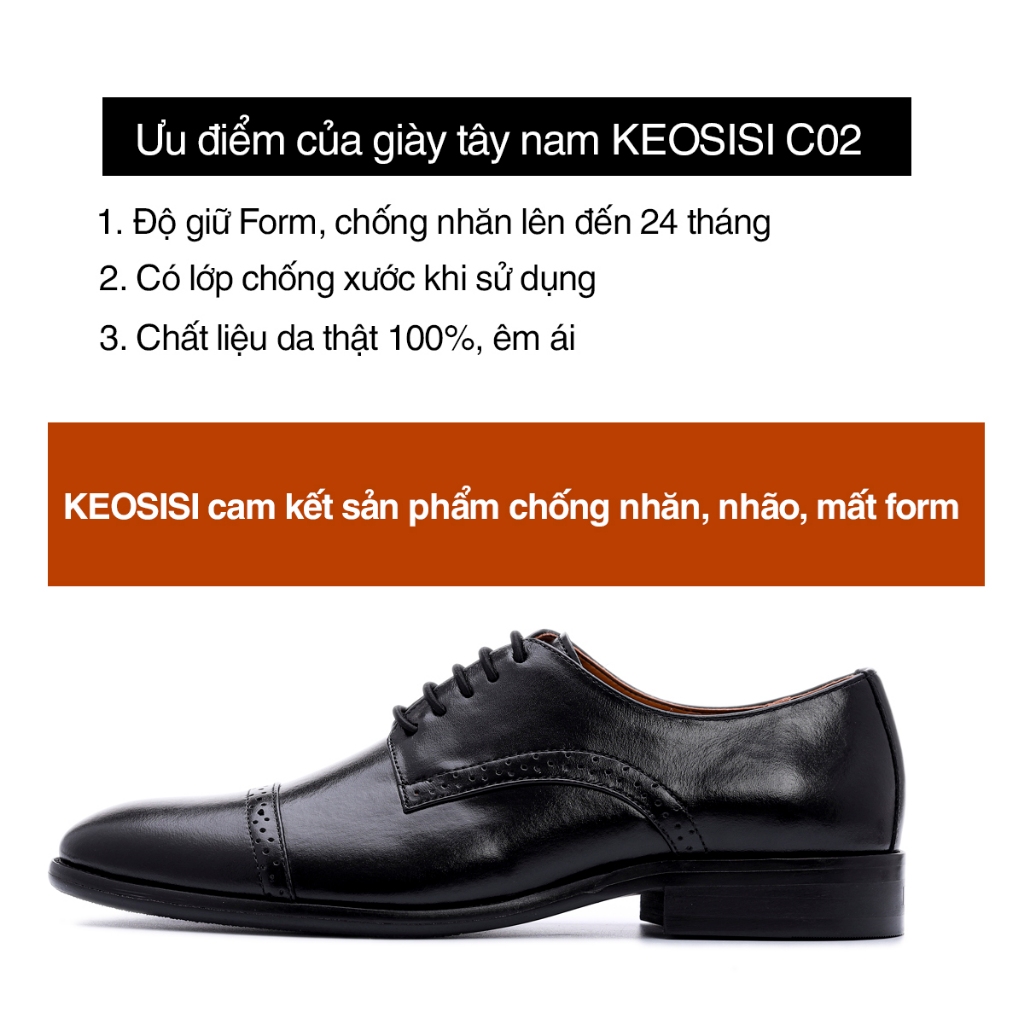 Giày da nam cao cấp Oxford OF04 da bò thật đế phíp dáng công sở hàng hiệu Hộp sang trọng KEOSISI Bảo hành 12 tháng