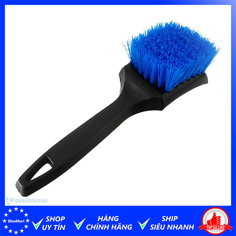Bàn chải cọ rửa làm sạch lốp xe ô tô nhỏ gọn dễ cầm nắm, xanh đen 21cm