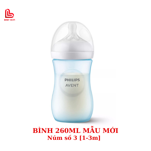 Bình sữa Philips Avent Natural 260ml màu Xanh _Hồng, núm xoắn số 2.