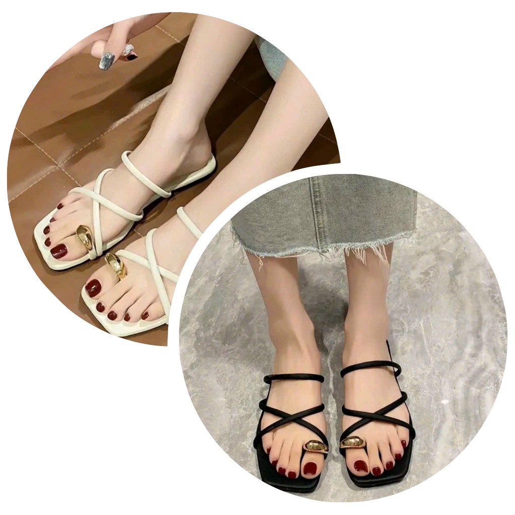 dép kẹp nữ dép lê đế bệt quai mảnh chéo gắn khóa thời trang sang chảnh-TÔN DÁNG HOÀN HẢO cho các nàng
