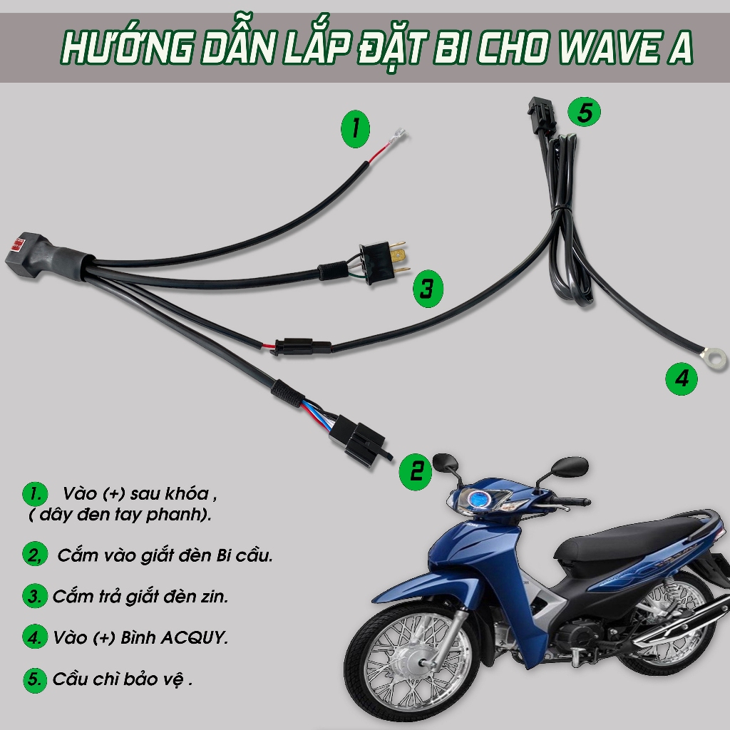 Bi Cầu Led M10 Light lên cho Wave A/S 100, Wave 110