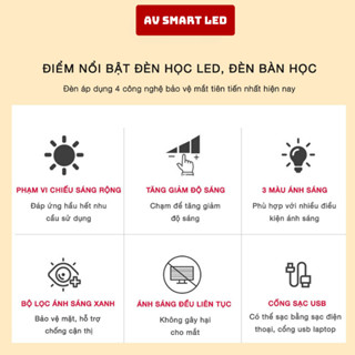 Đèn học led để bàn học làm việc đọc sách tích điện chống cận thị 3 chế độ