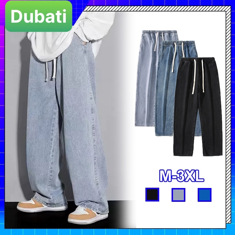 QUẦN JEAN ỐNG RỘNG NAM NỮ UNIEX LƯNG EO CHUN THUN CAO CẤP NHẬT BẢN PHONG CÁCH SIÊU HOT TREND - DUBATI FASHION