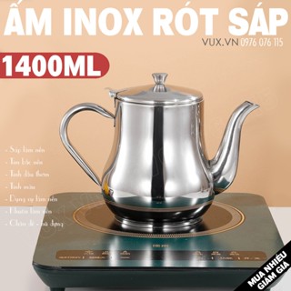 Ấm Inox Rót Sáp Nến 1400ml, 1600ml Có Lưới Lọc Đun Mọi Loại Bếp - Dụng Cụ Làm Nến Bơ Cúng Dường, Ấm Pha Trà Cà Phê Inox