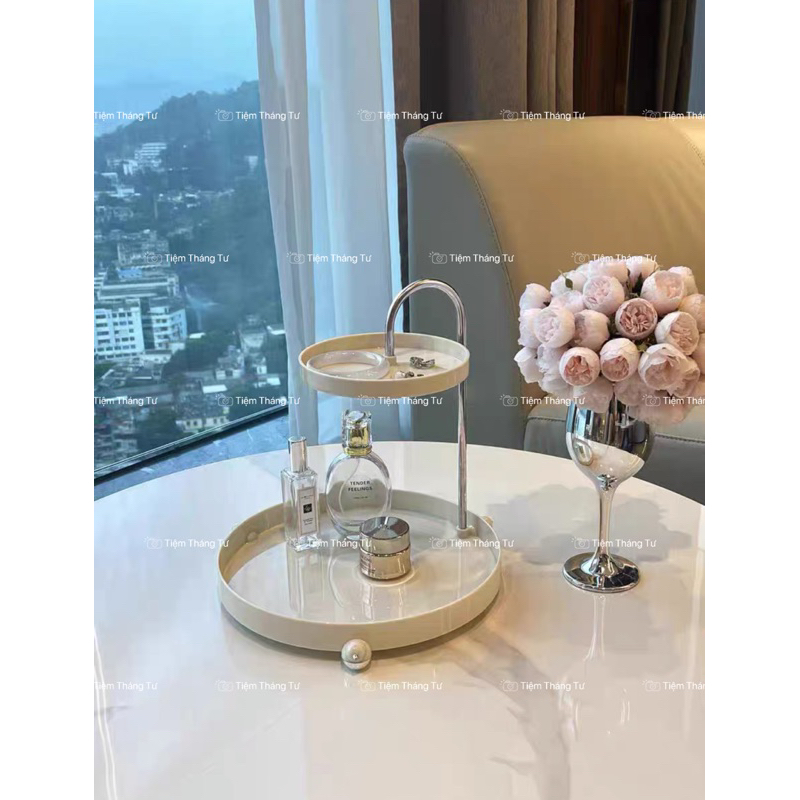 Khay Kệ 2 Tầng Để Bàn Đựng Mỹ Phẩm, Nước Hoa, Thìa Khoá, Đồ Trang Trí Phòng