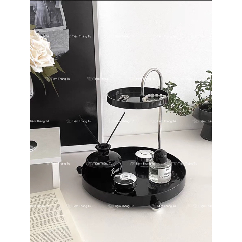 Khay Kệ 2 Tầng Để Bàn Đựng Mỹ Phẩm, Nước Hoa, Thìa Khoá, Đồ Trang Trí Phòng