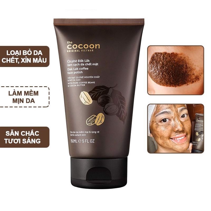 Tẩy da chết mặt cà phê Đắk Lắk Cocoon cho làn da mềm mại & rạng rỡ 150ml.