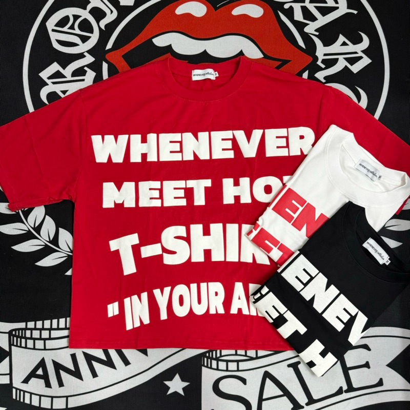 Áo thun boxy Whenever in nổi 3D , vải cotton không xù lông , giặt máy được ở nhiệt độ cao