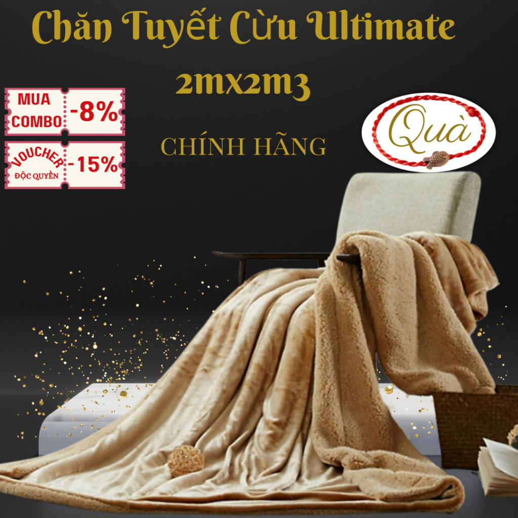 Chăn văn phòng lông cừu tuyết nhung Ultimate 2 lớp kích thước 200x230cm nặng 2.5kg chính hãng Phòng Ngủ Xanh gấp gọn