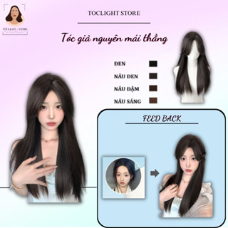 Tóc giả nguyên đầu nữ thẳng dài 60cm mái bay-tóc giả nữ cả đầu hai mái hất thẳng