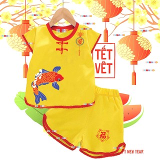 Bộ quần áo tết. bộ nút tàu cá chép xuân cho bé trai bé gái.NT11.