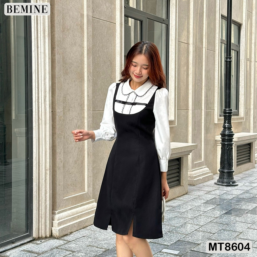 Đầm thiết kế phối ren tay tùng chữ A BEMINE MT8604