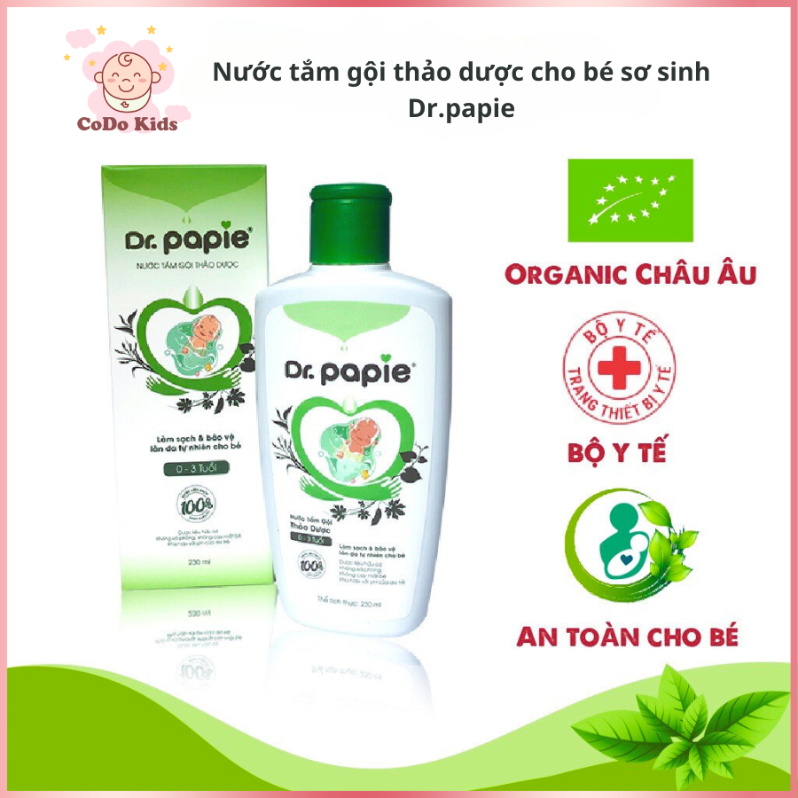 Nước tắm gội thảo dược cho bé Dr.papie