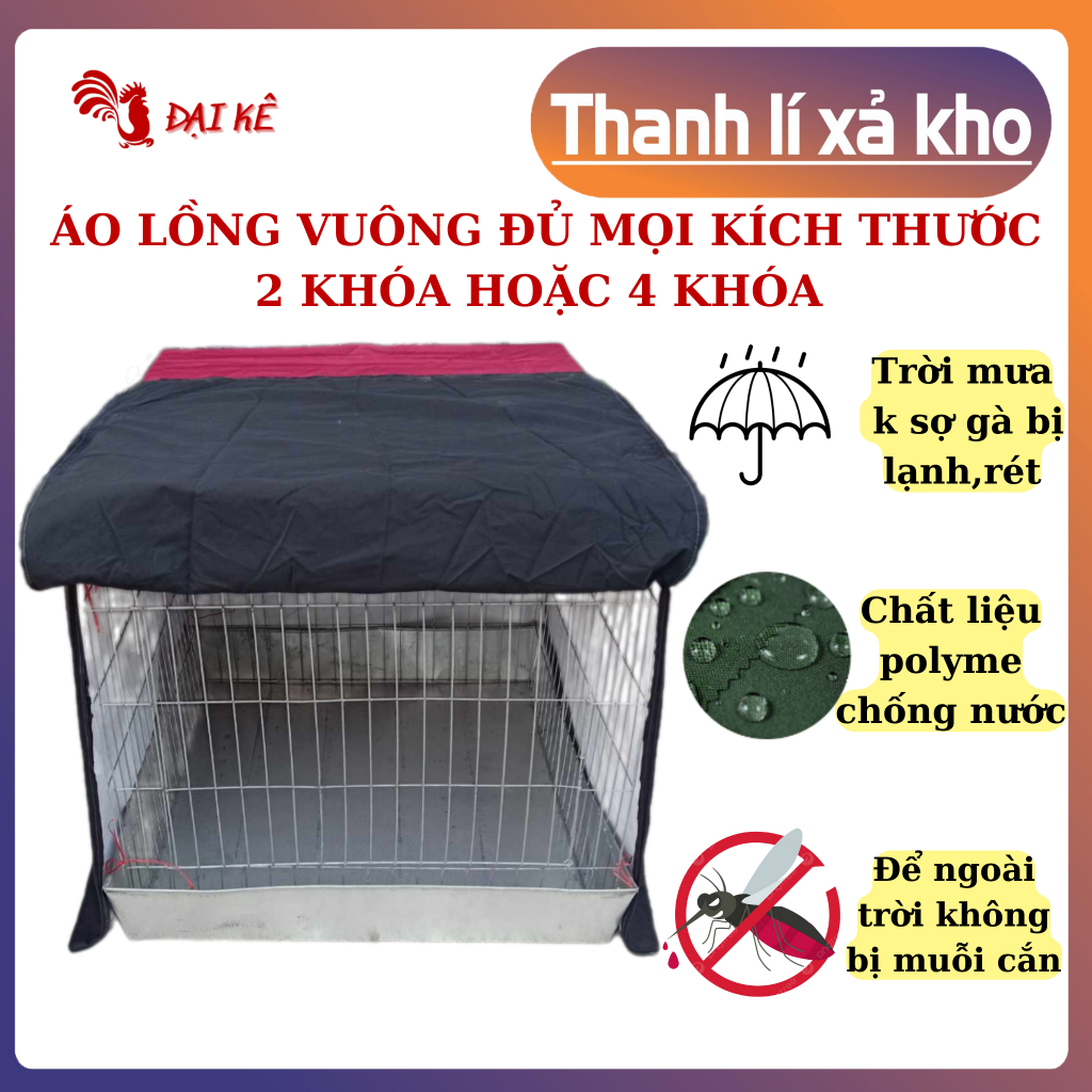 Áo Lồng Vuông giá rẻ,đủ mọi kích thước cho gà, chim đủ khóa chống mưa, chống muỗi, chống lạnh, chống rét
