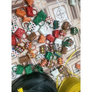 giỏ xách đan tay mini, giỏ móc khoá, móc khoá, giỏ đan tay