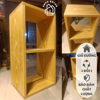 Kệ gỗ đầu giường 2 tầng gỗ thông mỹ, kệ gỗ trang trí phòng khách, kệ sách KG02-NM