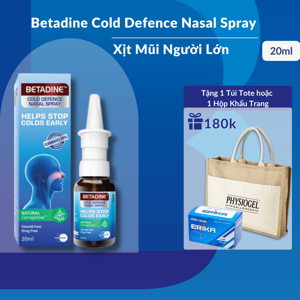 Dung Dịch Xịt Mũi Cho Bé, Người Lớn Betadine Cold Defence Nasal Spray 20ml