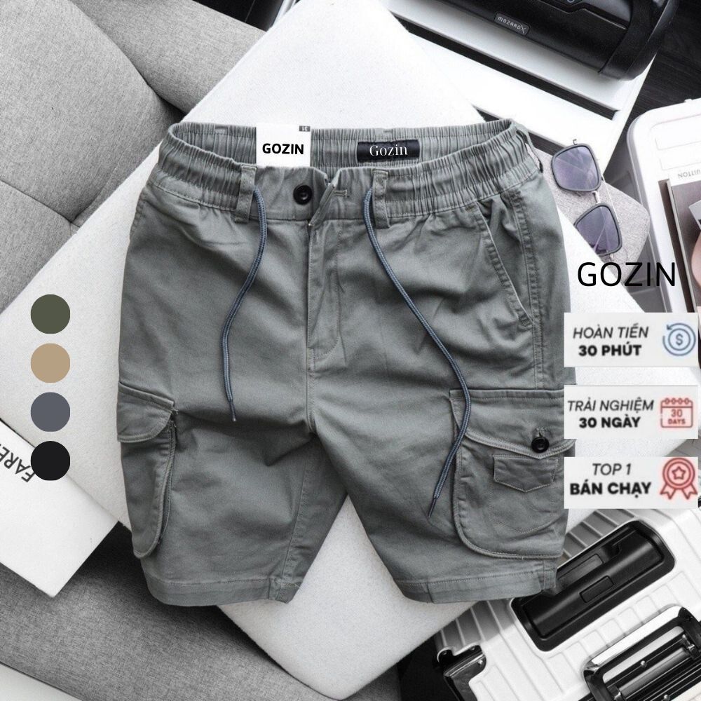 Quần Short Nam Túi hộp GOZIN chất kaki cotton co giãn mềm mịn thoáng mát có bigsize