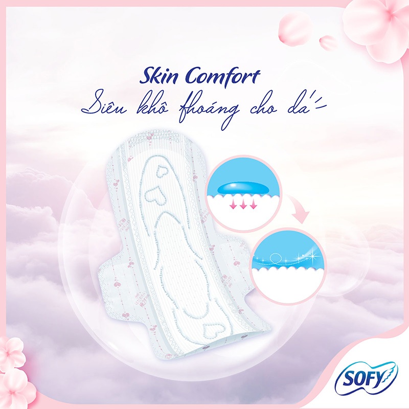 Băng vệ sinh Sofy Skin Comfort Ultra Thin siêu mỏng có cánh 26cm 8/17 miếng