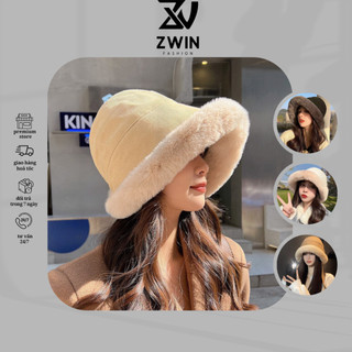 Mũ Bucket Phối Viền Lông ❤️ Nón Tai Bèo Trơn Lót Lông Cừu Mùa Đông Ấm Áp Form Unisex Nam Nữ N208 - Zwin