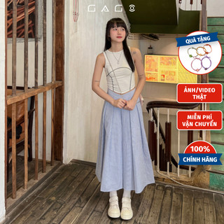 Chân Váy Thời Trang Nữ Dáng Dài Xếp Ly Chìm Xòe Lưng Tây Dáng Cơ Bản GAGO GO4499