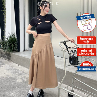 Chân Váy Midi Dáng Dài Xếp Ly Nữ Thời Trang Văn Phòng Cho Nữ Màu Nâu, Đen GAGO GO4524