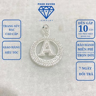  Chữ cái viền tròn nhỏ bạc 925 Mặt dây chuyền bạc PHAN HUYNH JEWELRY 
