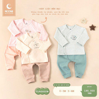 Moon sale - Bộ sơ sinh cài lệch Moon chất nỉ nhung, tăm cho bé