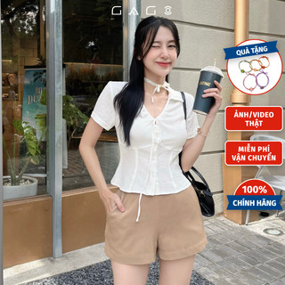 Quần short nữ trơn dây kéo 1 bên hông hack dáng thời trang GAGO GO4504
