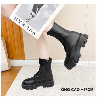 [ CAO CẤP SALE LẺ SIZE 39 40] Giày ulzzang boots, boot combat nữ đế thô 5 phân boot cột dây nữ cao cấp S030