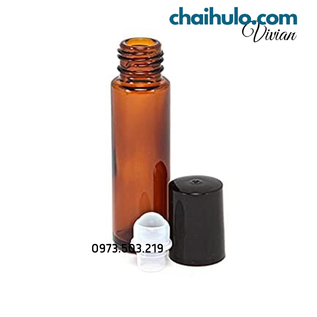 Chai Bi Lăn Nâu 10ml dày đẹp bi thủy tinh