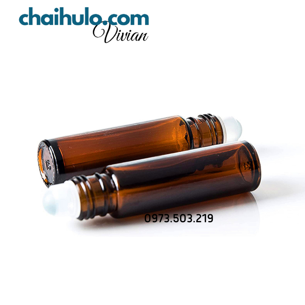 Chai Bi Lăn Nâu 10ml dày đẹp bi thủy tinh