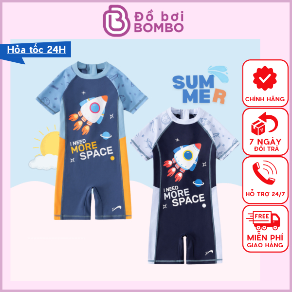 Đồ bơi bé trai liền thân họa tiết phi thuyền phi hành gia Size Đại cho bé trai YUKE 5535