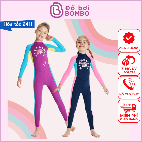 Đồ bơi bé gái dài tay liền thân Full Body chống nắng, chống UV hiệu quả Hiệu Dive & Sail M153116